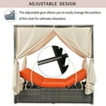 thumbnail image 5 of Harper & Bright Designs Patio Sunbed Daybed Outdoor Adjustable Canopy Bed with Retractable Canopy, Rattan Sun Lounger Patio Loveseat Sofa Set with Curtain, Orange Cushion, 5 of 9