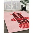 thumbnail image 3 of Ahgly Company Machine Washable Indoor Round Transitional Red Area Rugs, 5' Round, 3 of 7