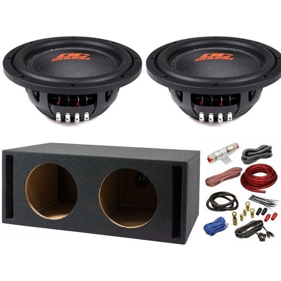 2 DC Sound DSW2500 12" Shallow-Mount Subwoofer 2500W   Ported Box   4G Amp Kit