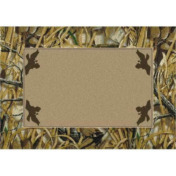 Milliken Ivory Nature Print Brush Area Rug Wetlands - Aprx 5' 4" x 7' 8"