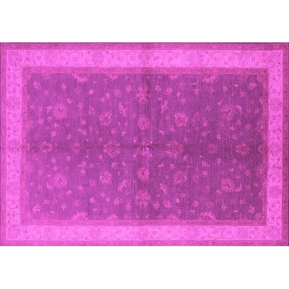 Ahgly Company Indoor Rectangle Oriental Pink Industrial Area Rugs, 7' x 10'