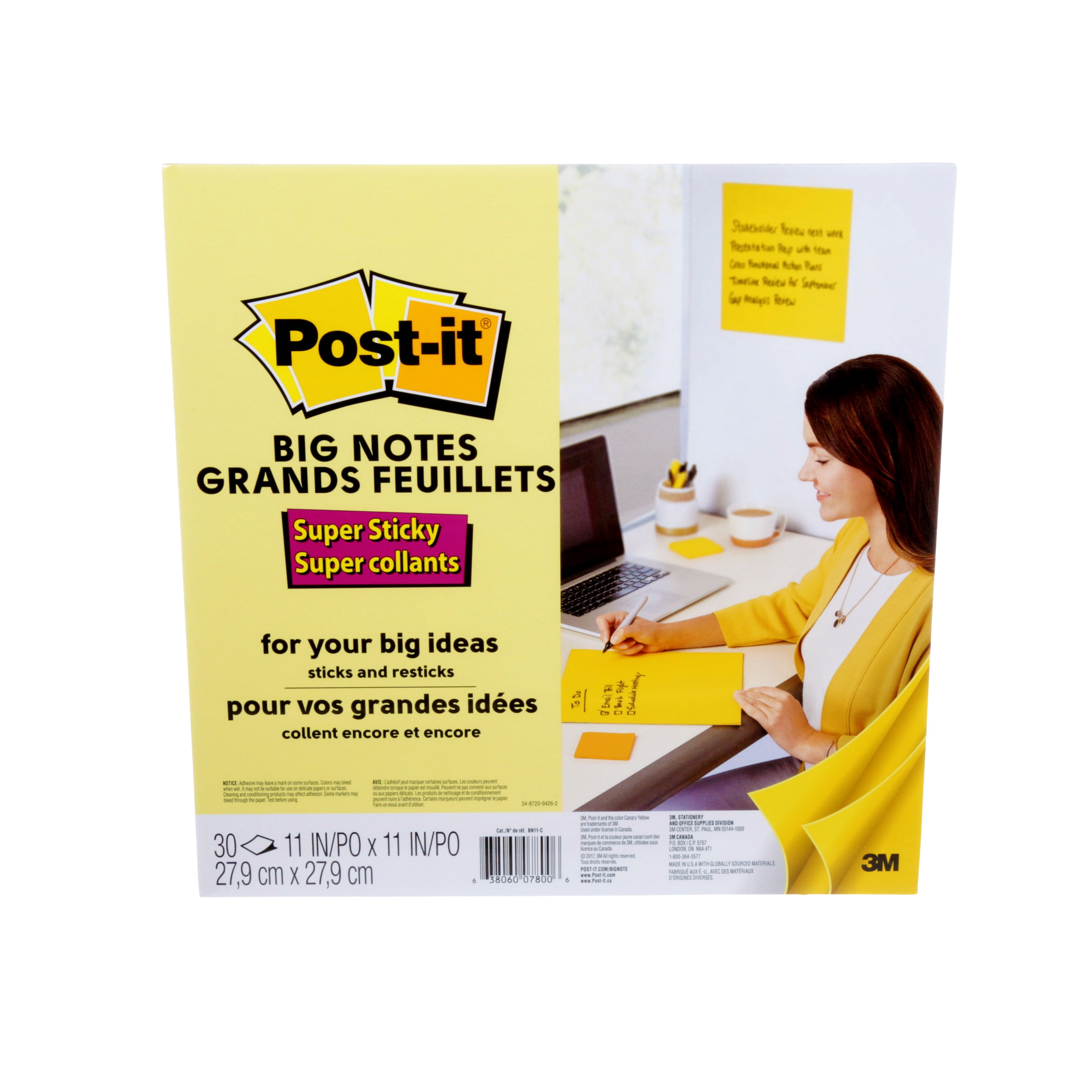 Post-it Gros feuillets super collants, 27,9 cm x 27,9 cm (11 po x 11 po)