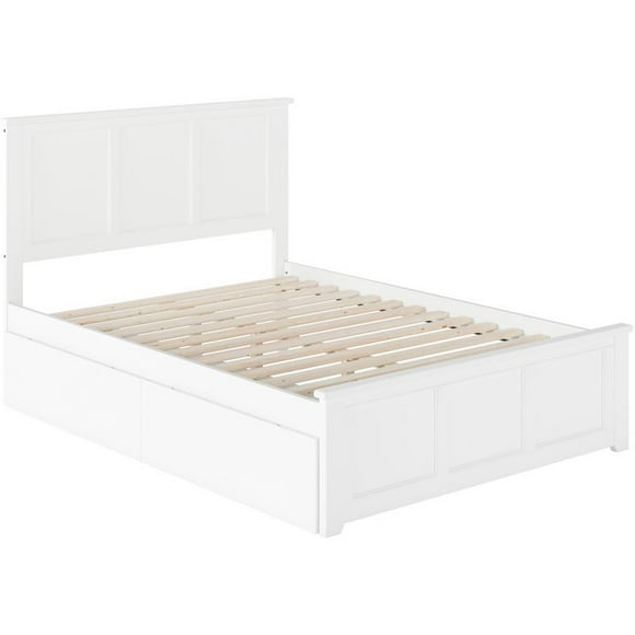 Pemberly Row Traditional Full Size Storage Wood Platform Bed in White