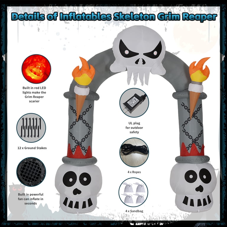 12 FT Halloween Inflatable Scary Skeleton Archway Spooky Blow Up Yard