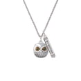 thumbnail image 2 of Delight Jewelry Silvertone Large Round Owl with Green Crystal Eyes Silvertone Always My Mother Bar Charm Necklace, 23", 2 of 4