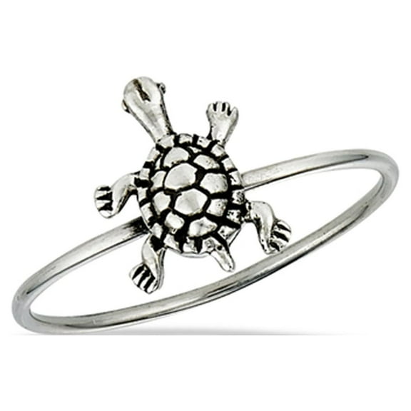 Cute Tiny Curious Turtle Animal Ring .925 Sterling Silver Band Jewelry Female Male Unisex Size 7