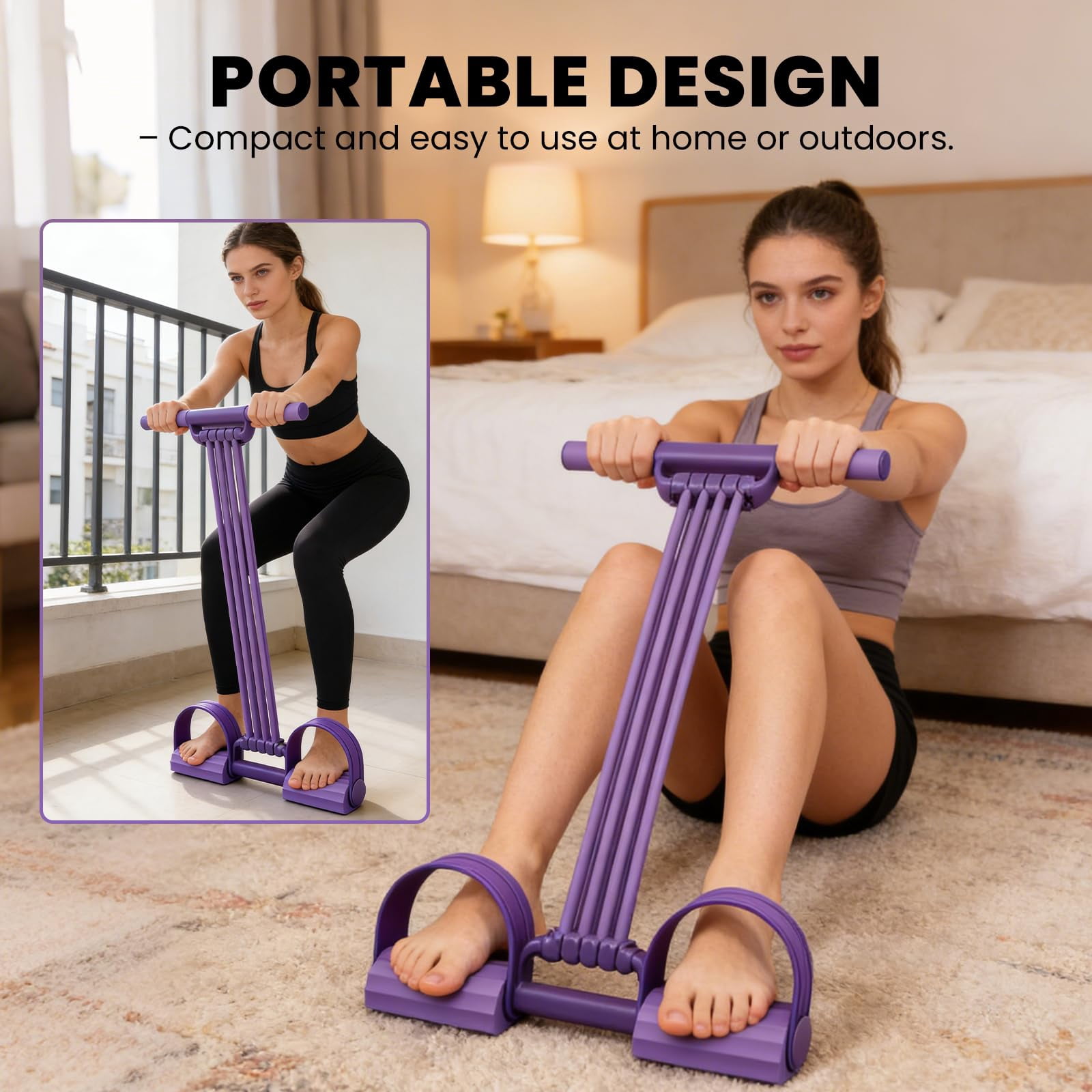 KANOHENO Multifunction Pedal Resistance Band Trainer,3 in 1 Adjustable 8-Tube Multifunction Tension Rope,Detachable Foot Pedal for Home Gym & Full Body Workout Equipment