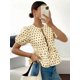 thumbnail image 1 of Blusa De Mujer Con Lunares Café En Albaricoque, Mangas Abullonadas Y Lazo, 1 of 21