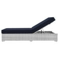 thumbnail image 3 of Lounge Chair Chaise, Rattan, Wicker, Light Grey Gray Blue Navy, Modern Contemporary Urban Design, Outdoor Patio Balcony Cafe Bistro Garden Furniture Hotel Hospitality, 3 of 8