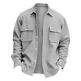thumbnail image 6 of LISTHA Men's Regular Solid Color Corduroy Shirt Jackets For Men Button Coat Autumn Winter Stylish Casual Top Gray XL, 6 of 6