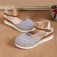 thumbnail image 5 of PEASKJP Sandals for Women Dressy Summer Ankle Buckle Sandals with Strap Bowknot Summer Beach Sandals Open Toe Espadrille Platform (Grey,9), 5 of 5