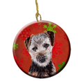 thumbnail image 1 of Norfolk Terrier Puppy Flocons de Neige Rouges Ornement en Céramique de Vacances, 1 of 1