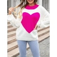 thumbnail image 4 of xiaxaixu Chandails à Imprimé Cœur pour Femmes Manches Longues Col Rond Pulls Surdimensionnés Hauts de la Saint-Valentin, 4 of 9