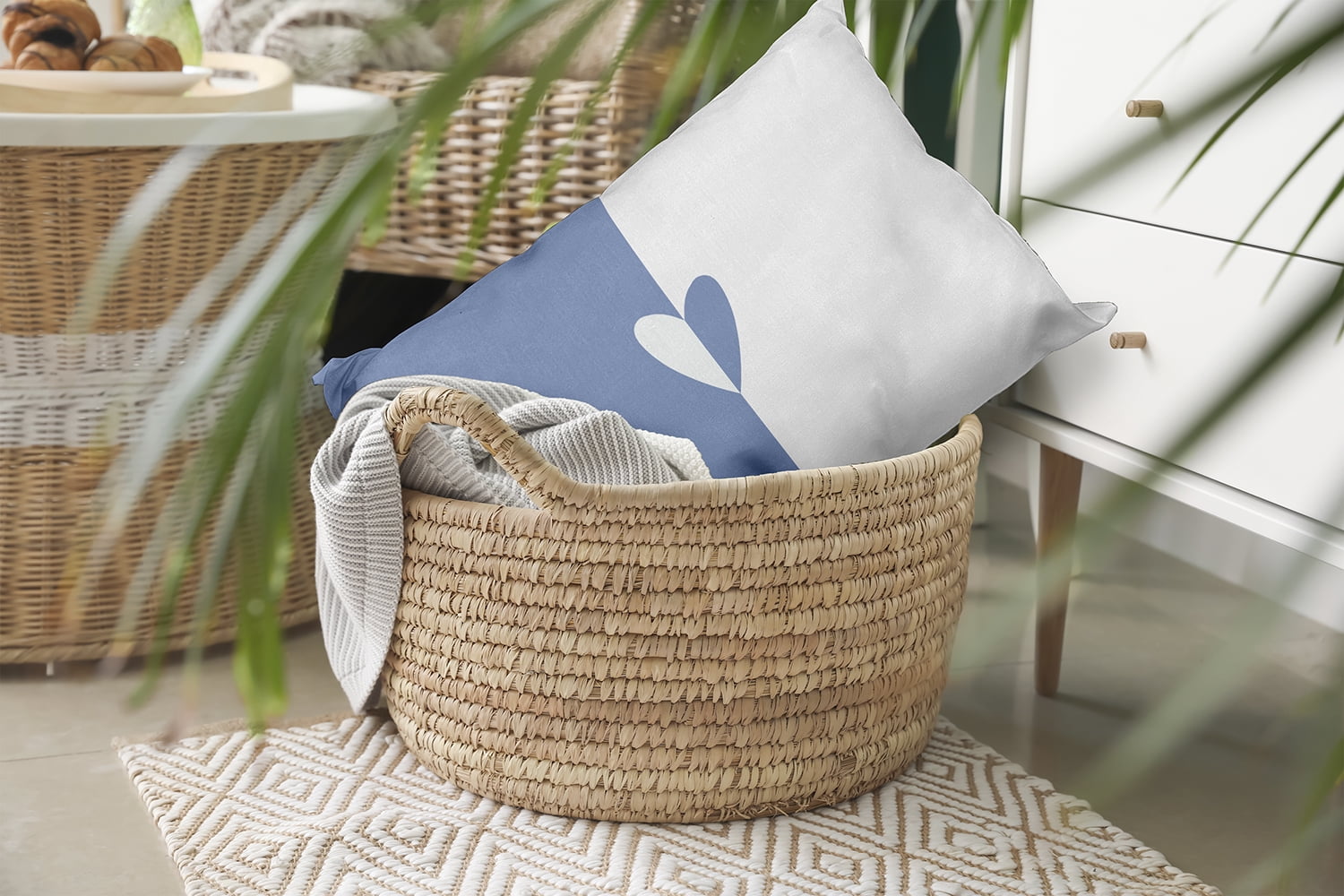 20" x 14" Simply Daisy Modern Heart Polyester Indoor/Outdoor Pillow, Cornflower Qty 1