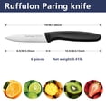 thumbnail image 6 of Ruffulon Straight Edge Paring Knife Set of 6, Stainless Steel Small Kitchen Knife, Ultra Sharp Peeling Knife, Fruit Knife with Black Plastic Handle, 6 of 7