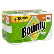 Bounty Paper Towels Full Sheet White, 6 Triple Rolls, 75 Sheets per Roll
