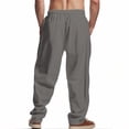 thumbnail image 5 of Dwellite Mens Casual Cotton Linen Pants Drawstring Loose Fit Summer Beach Pant Lightweight Trousers with Pocket Gray 2XL, 5 of 7