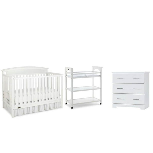 3 Piece Nursery Furniture Set With Crib, Baby Crib And Dresser