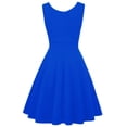 thumbnail image 4 of CIENVNSTG Women Sleeveless V-Neck Sundresses Summer Cocktail Swing Dress Casual Faux Wrap Short Tank Dress Wedding Party Rockabilly Evening Prom Dress Blue L, 4 of 4