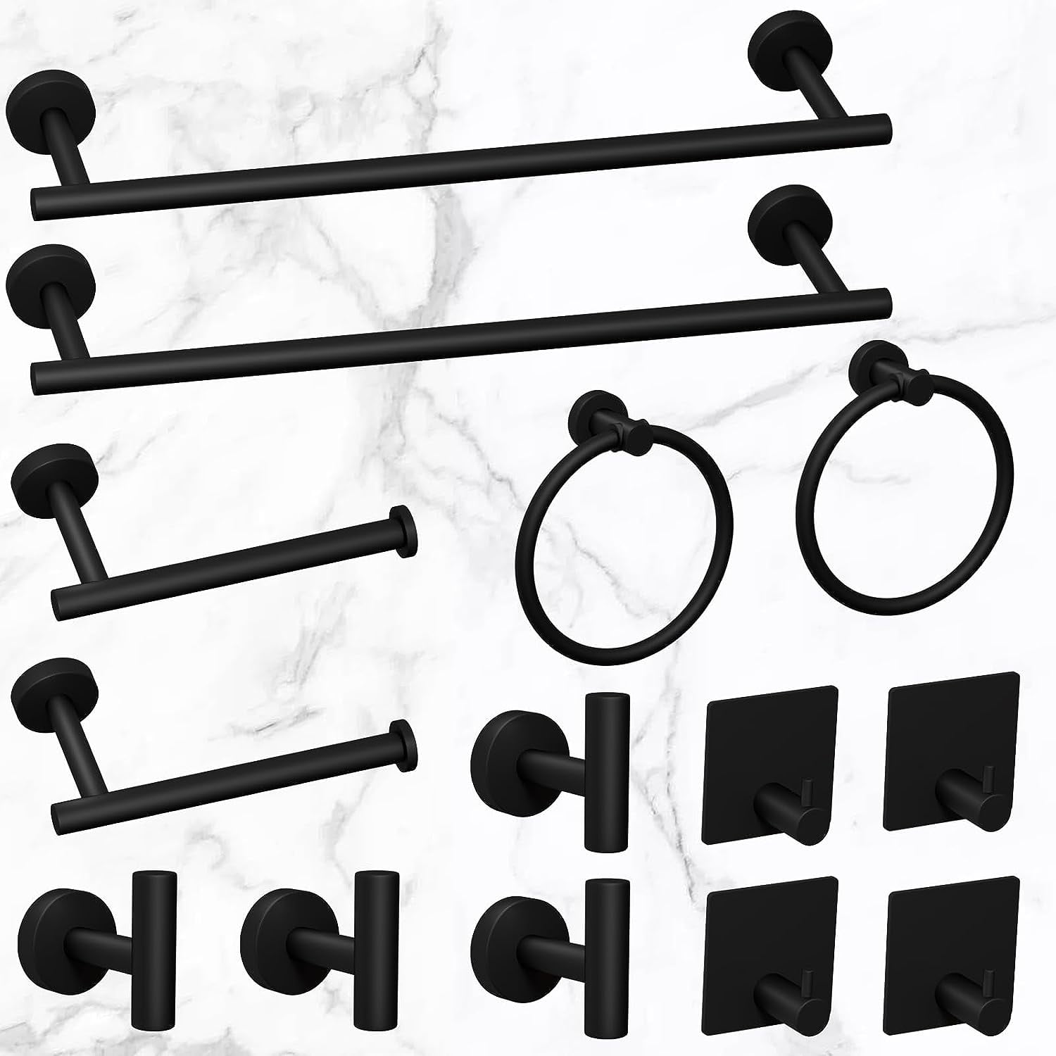 14Pieces Matte Black Bathroom Accessories Set, Stainless Steel