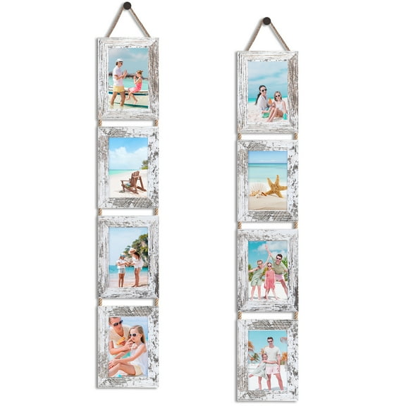 4x6 Picture Frame Collage Wall Hanging Photo Frames, White, Set of 2