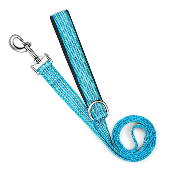 AtPet 4 Ft Soft Nylon Adjustable Reflective Dog Leashes with Heavy Duty Metal D Ring Tangle Free, Small, Blue