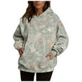 thumbnail image 2 of Pxxlle Oversized Hoodies for Women Loose Fit Long Sleeve Fall Sweatshirts Trendy Camo Graphic Hoodie Pullover Tops with Pockets Green L, 2 of 5