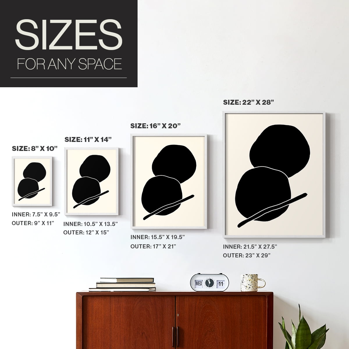 Sticks & Stones I V30 Framed Print in White Solid Wood Framed Print No Nail Hanging