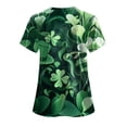 thumbnail image 3 of felwors St Patricks Day Shirt Women Shamrocks Printed V Neck Short Sleeve Nursing Uniform Scrubs Shirts with Pockets (Light Green, XL), 3 of 6