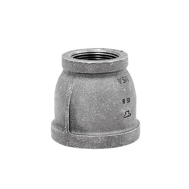 Yunque reductor de acoplamiento, hierro maleable galvanizado, 1.5 x 0.75 pulgadas