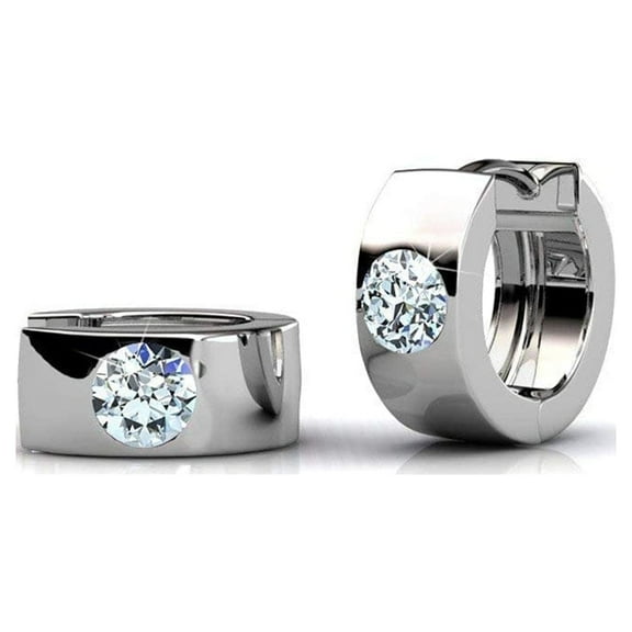 Cate & Chloe Alana 18k White Gold Plated Hoop Earrings with Swarovski Crystals Gifts for Women