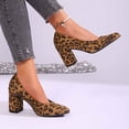 thumbnail image 6 of Win s Way Women's Leopard Print Pointed Toe Low Cut Chunky Heel Pumps Slip On Work Dress Shoes, 6 of 9
