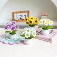 thumbnail image 4 of 51 Handmade Knitted Flower Pots - Lily of the Valley and Sunflower Yarn Bouquet Home Decor Gifts, 4 of 9