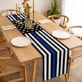 thumbnail image 3 of Blue American Flag Table Runner - 70 Inch Long, Kitchen Dining Table Runner Dresser Scarves, Black White Striped US Flag Stars Farmhouse Decor for Coffee Tables Wedding Party Banquet, 3 of 8