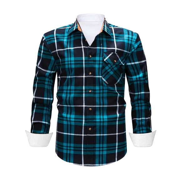 IWRICH Men's Plaid Shirts Long Sleeve Button down Shirts Casual Fall Shirt Jacket 04-Black XL