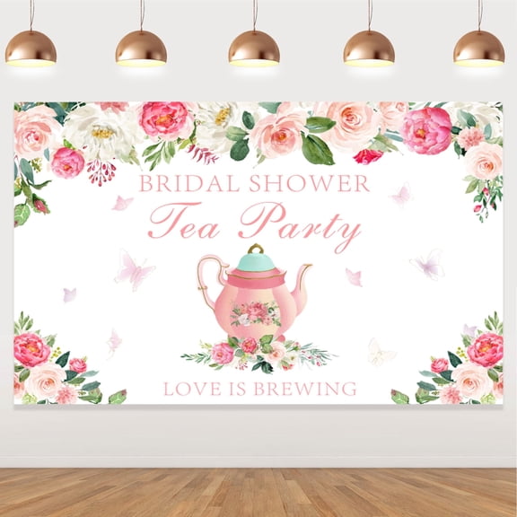 Bridal Tea Party Backdrop for Photography, Tea Photography Backdrop Tea Time Photo Background Teapot Theme Bridal Shower Engagement Bachelorette Baby Shower Party Supplies Photo Props Decorations