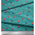 thumbnail image 3 of Soimoi Green Cotton Cambric Fabric Sailboat & Waves Ocean Print Fabric by the Yard 42 Inch Wide, 3 of 3