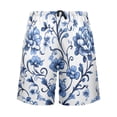 thumbnail image 2 of Men's Pajama Shorts Bottoms with Pockets Soft Lightweight Lounge Sleep Wear Floral with Blue Flowers, 2 of 6