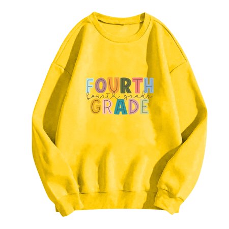 

WUDATI Teacher Sweatshirt First Day of School Graphic Crewneck Long Sleeve Top for Women Back to School Outfit Casual Daily Wear Autumn Winter Work