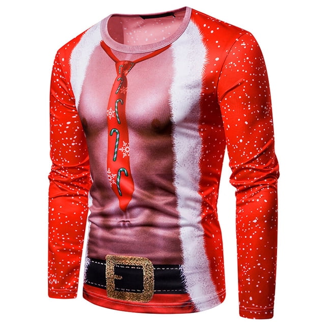 Feo suéter de Navidad camiseta para hombres impresión digital 3D cuello redondo sudaderas para fiesta de Navidad YUNYI BRAND Deportes