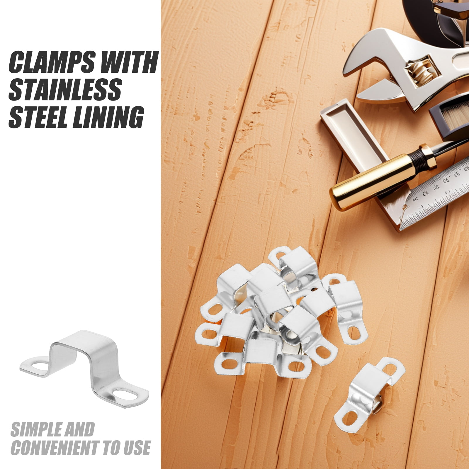 Square Tube Strap Clamp, Black Deck Fence Post Tie Bracket, Square Pipe Clamp, Steel Square Tube Buckle, U Shaped Pipe Clamp (1" X 1