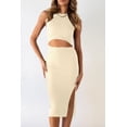 thumbnail image 5 of Vestido Midi Bodycon sin Mangas con Corte en Color Albaricoque PRETTYGARDEN Talla S, 5 of 5