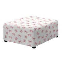 Xoenoiee Pink Bow Print Square Ottoman Cover, Stretch Footstools Covers, Plush Foot Stool Slipcover, Removable Footrest Stool Sofa Slipcovers, Folding Storage Stool Furniture Protector, L