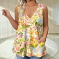 thumbnail image 5 of GIPQJK Womens Tank Tops Plus Size V Neck Sleeveless Workout Tank Top Loose Fit Floral Print 2025 Summer Workout Tank Top with Pockets,Yellow 2XL, 5 of 5