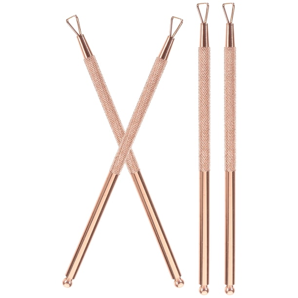 4 piezas de acero inoxidable, empujador de cutículas triangular, raspador de cutículas, removedor de gel, herramienta para manicura y salón de belleza (oro rosa)