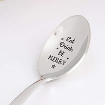 Christmas Gift for Husband - Eat Drink Be Merry Engraved Spoon Gift for BFF | Thanksgiving Gift for Father from Daughter | Funny Holiday Gift for Coffee Lovers