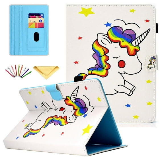 Universal 7 Inch Tablet Flip Case PU Leather Shockproof Stand Case Built-in Card Slots For Samsung Galaxy Tab 3 4 7.0/ Tab A/ Tab J/ Amazon Fire tablet/ Google Nexus 7 and More 6.5-7.5" Tablet