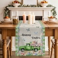 thumbnail image 2 of Table Runner 108 Inches Long for Kitchen Dining, Easter Dresser Scarf Farmhouse, Dining Table Decorations for Wedding/Parties, Spring Truck Rabbit Flowers Eggs Green Check 13 x 108 In, 2 of 8