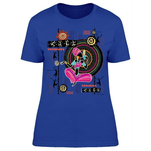 Ethnic Ornaments Black Woman Tea T-Shirt Women -Image by Shutterstock, Female Large