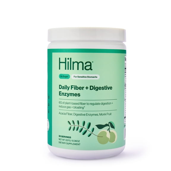 Hilma Daily Fiber   Digestive Enzymes Dietary Supplement Powder, Doctor Formulated, 30 Servings
